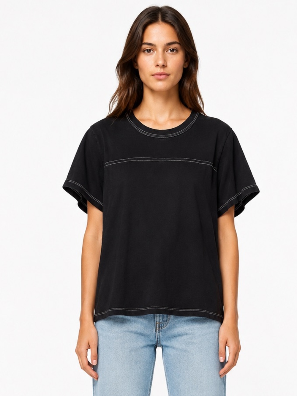 Big Bud Press Burly Jersey Basic Black Contrast Stitch Oversized Tee Size XS